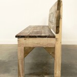 Carved Panel Whitewashed Reclaimed Wood Bench
