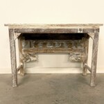 Whitewashed Reclaimed Teak Carved Console Table