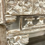 Whitewashed Reclaimed Teak Carved Console Table