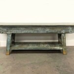 Cottage Style Painted Distressed Reclaimed Teak Bench