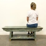 Cottage Style Painted Distressed Reclaimed Teak Bench