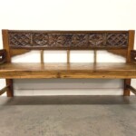 Carved Reclaimed Wood Indonesian Bench with Vintage Architectural Panels