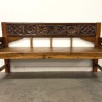 Carved Reclaimed Wood Indonesian Bench with Vintage Architectural Panels